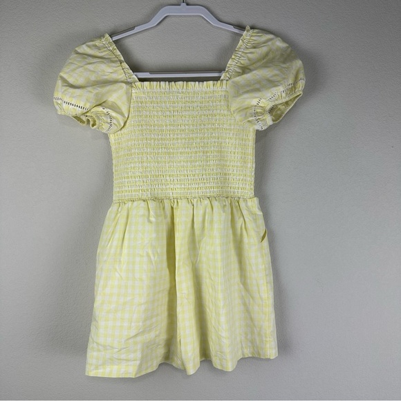 Janie and Jack Girls Yellow White Gingham Puff Short Sleeve Romper Size 12 - Picture 2 of 7